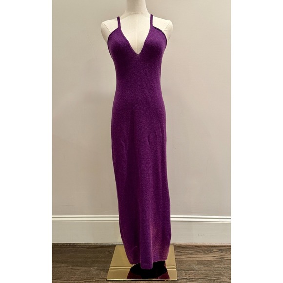 KHAITE Cashmere Knit Dress Purple Georgia Midi Maxi Slip Halter 2-Way M - Picture 7 of 12